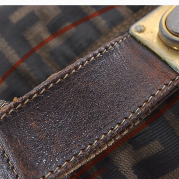FENDI Vintage Zucca Hand Bag Canvas Leather Brown USED - LIVE SHOW Listing! - Picture 6 of 16